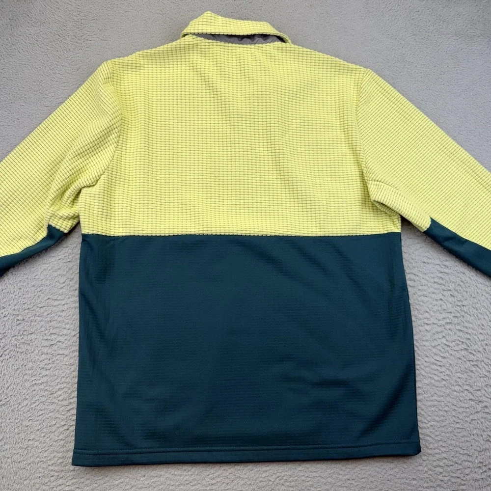 Reel Life Pullover Mens Medium Green Sunny Lime Grid Fleece‎ Quarter Zip Top